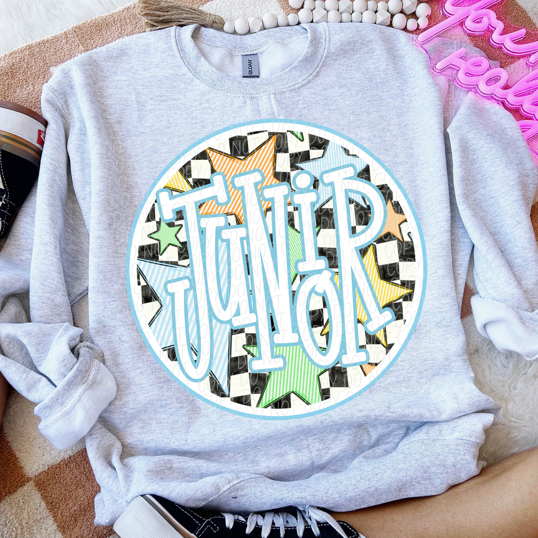 Back To School Stars Blue - Grade Levels DTF Print