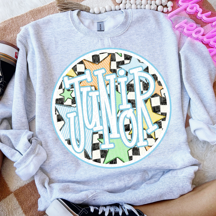 Back To School Stars Blue - Grade Levels DTF Print