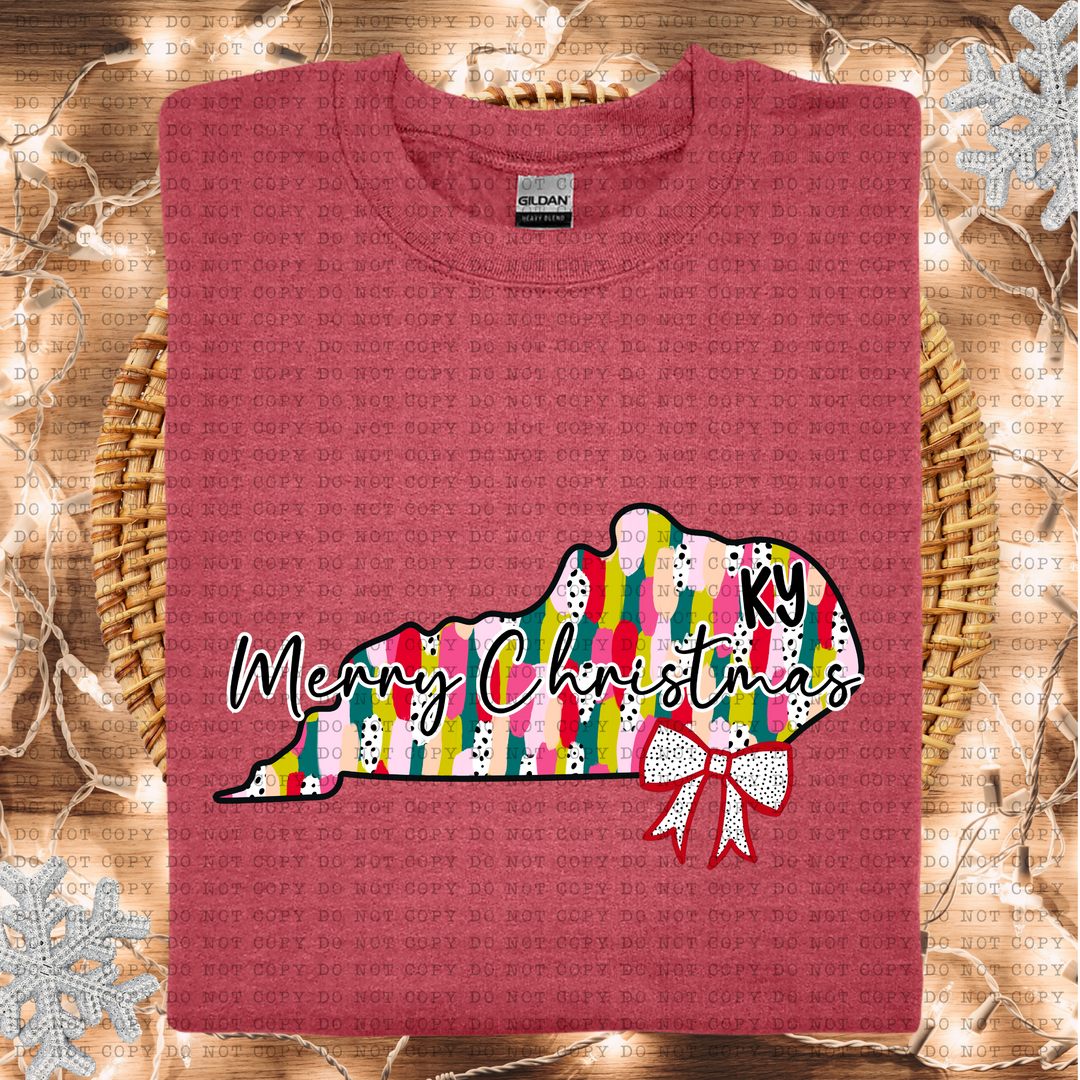 Messy Paint States Merry Christmas DTF Print