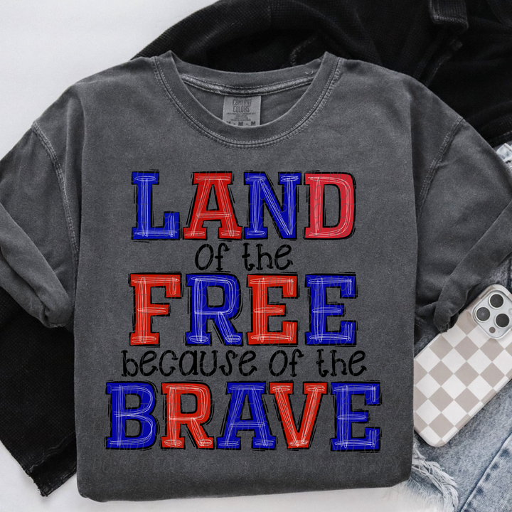 Land of the Free Because of the Brave DTF Print