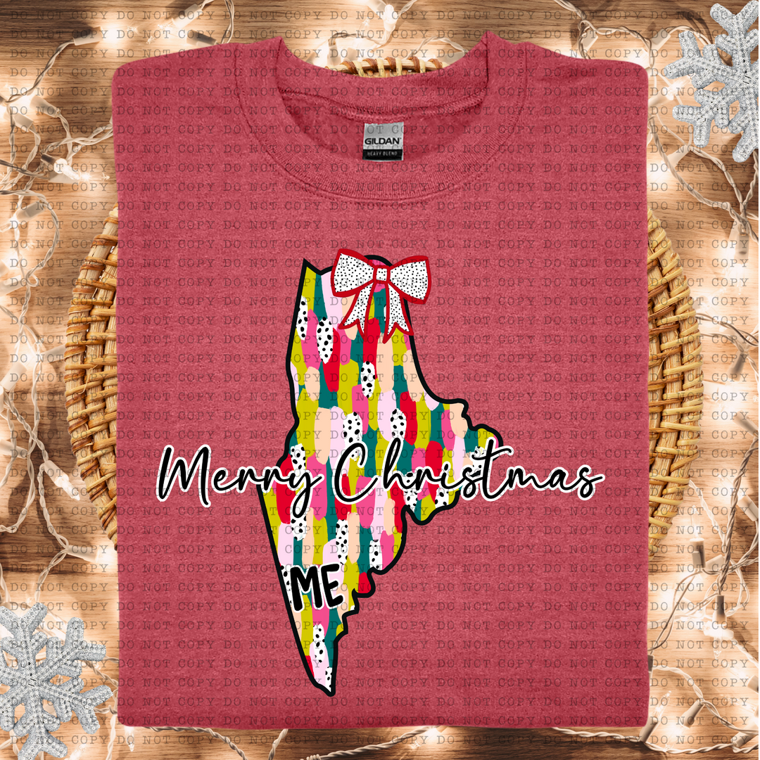 Messy Paint States Merry Christmas DTF Print