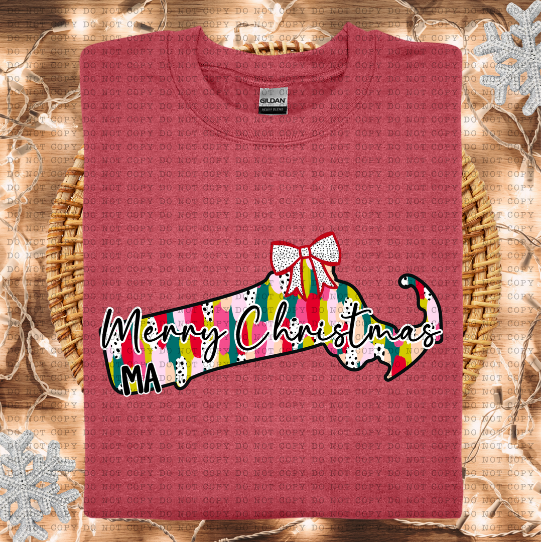 Messy Paint States Merry Christmas DTF Print