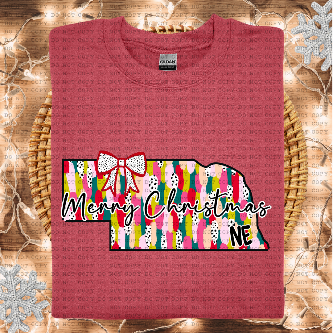 Messy Paint States Merry Christmas DTF Print