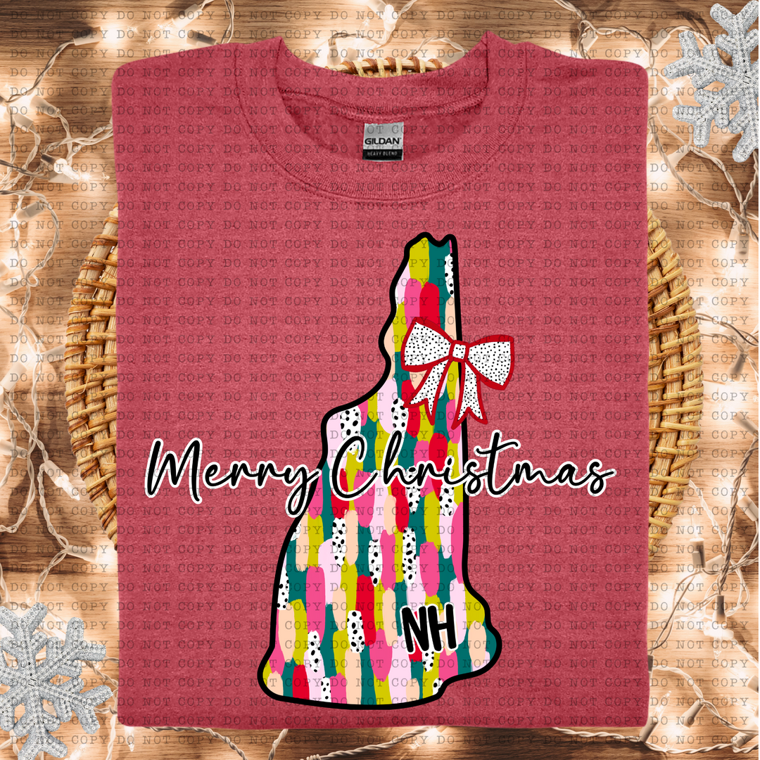 Messy Paint States Merry Christmas DTF Print