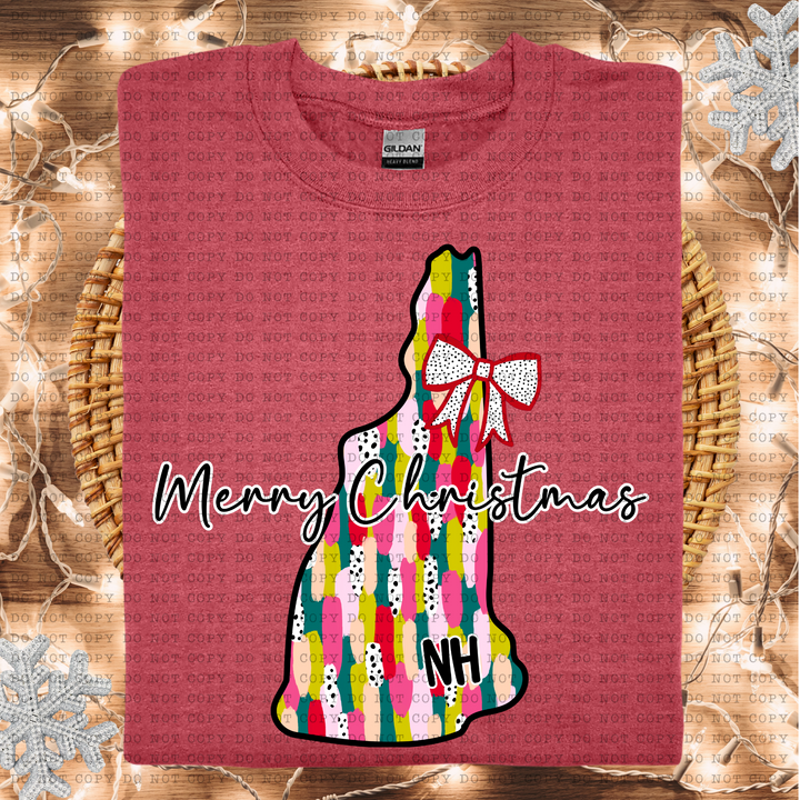 Messy Paint States Merry Christmas DTF Print