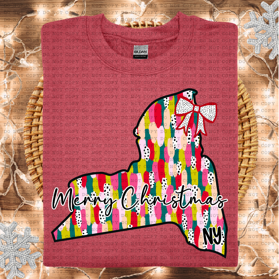 Messy Paint States Merry Christmas DTF Print