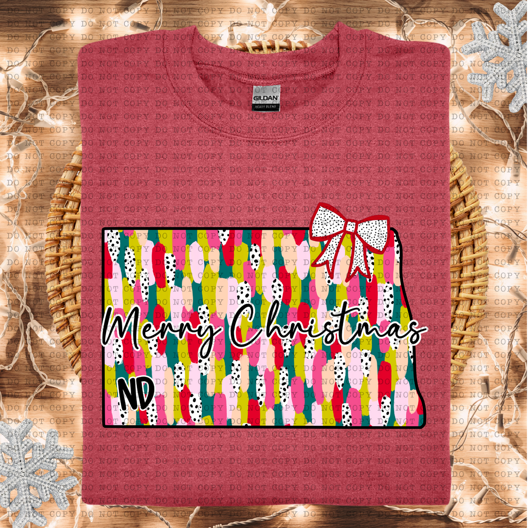 Messy Paint States Merry Christmas DTF Print