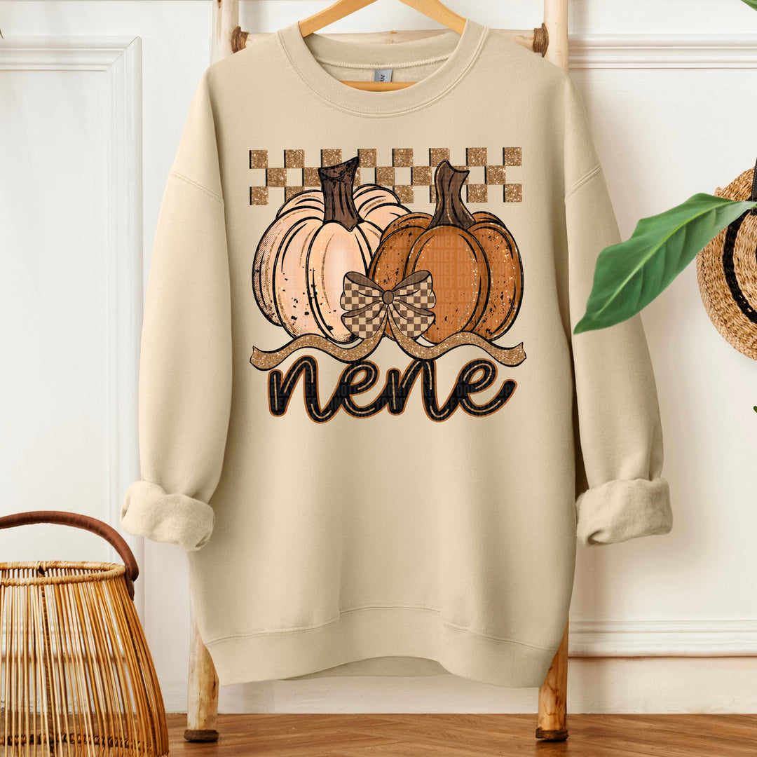 Fall Checkered Glitter Pumpkin Collection DTF Print