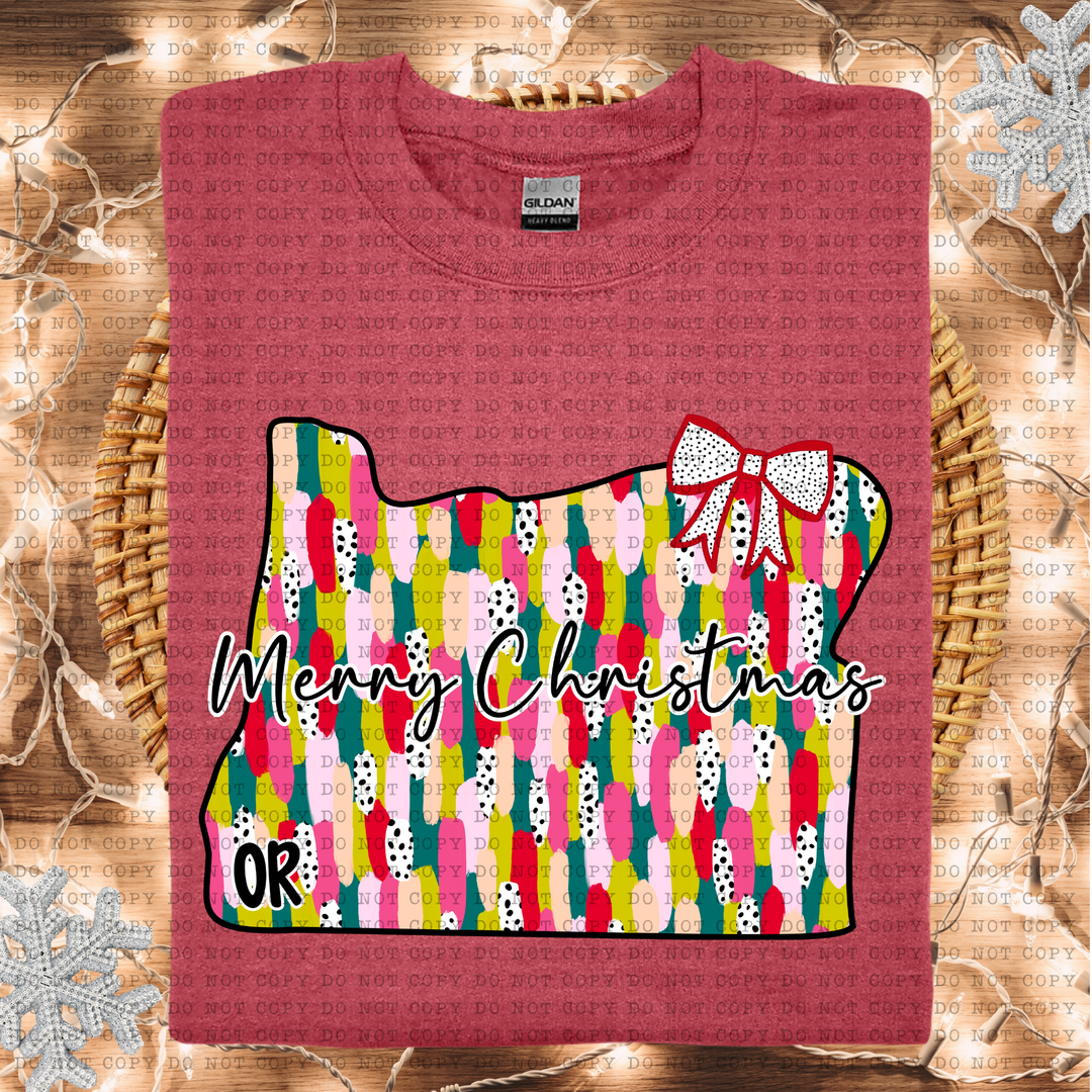 Messy Paint States Merry Christmas DTF Print