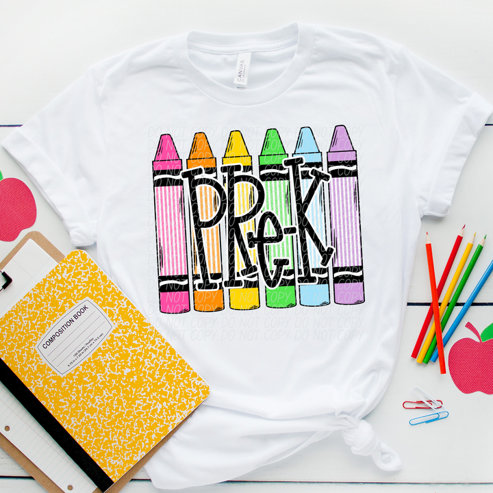 Crayon Back To School DTF Print