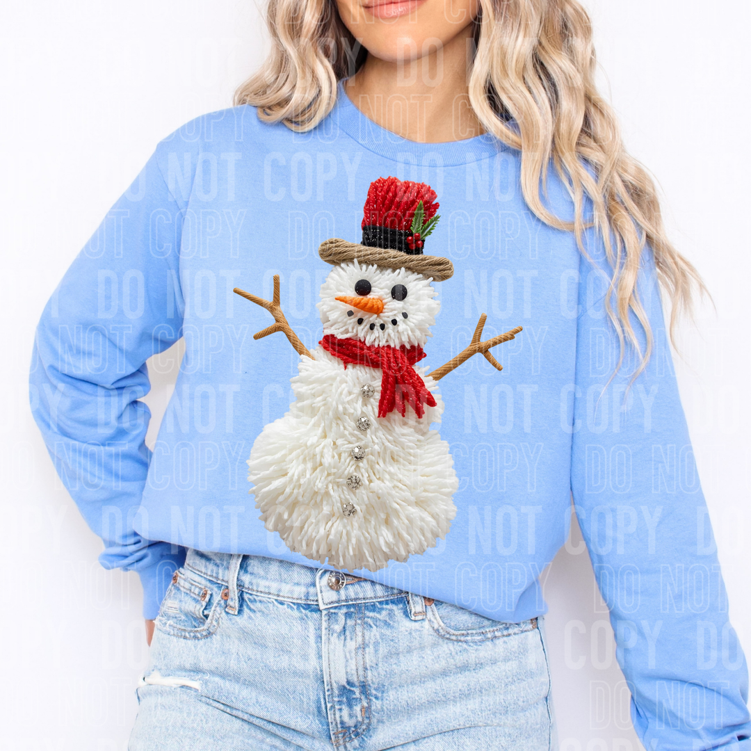 Snowman Faux Yarn DTF Print