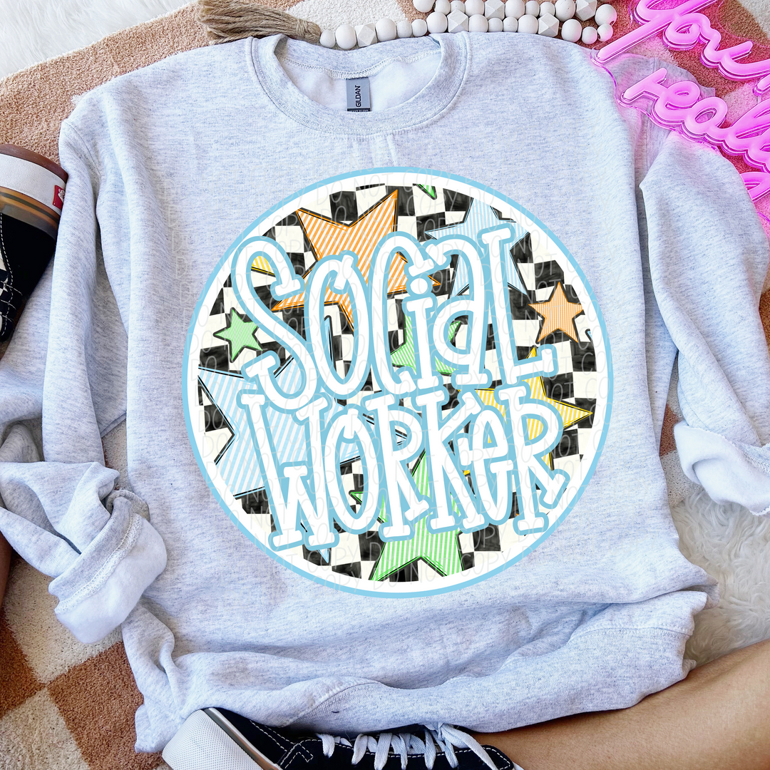 Back To School Stars Blue - Occupations DTF Print