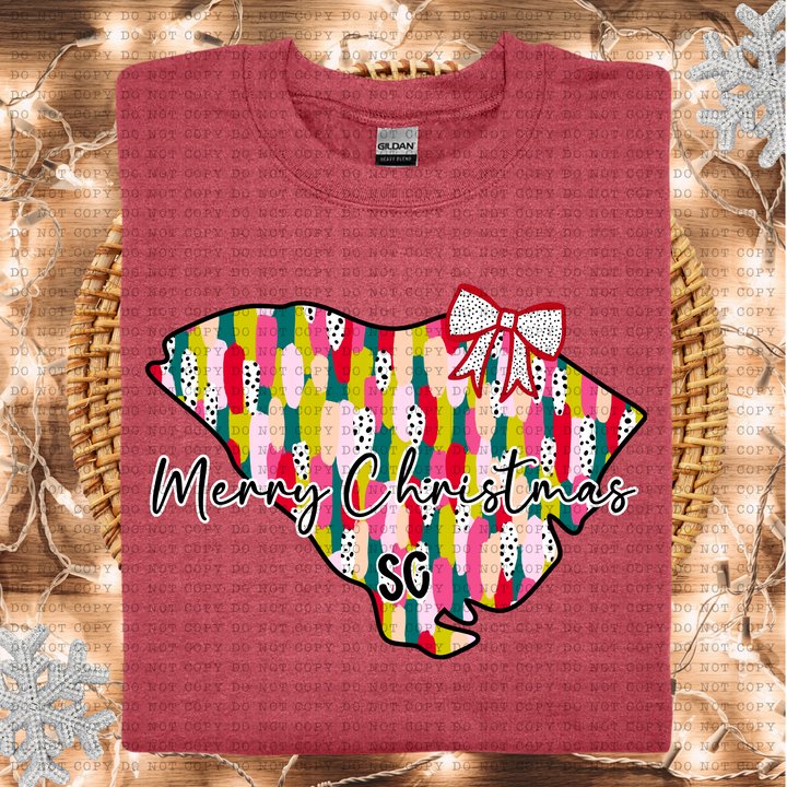 Messy Paint States Merry Christmas DTF Print