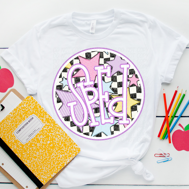 Back To School Stars Purple - Occupations DTF Print