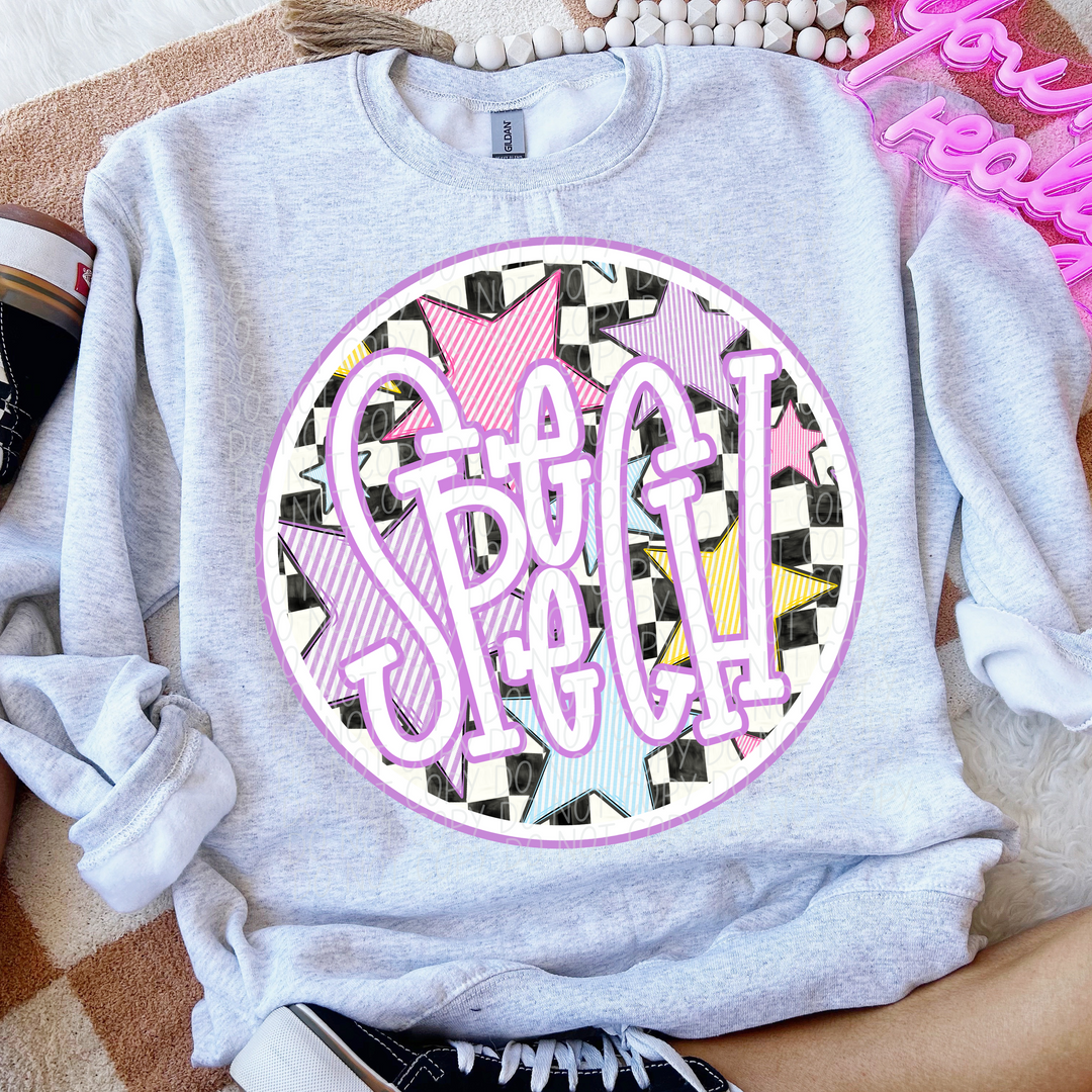 Back To School Stars Purple - Occupations DTF Print