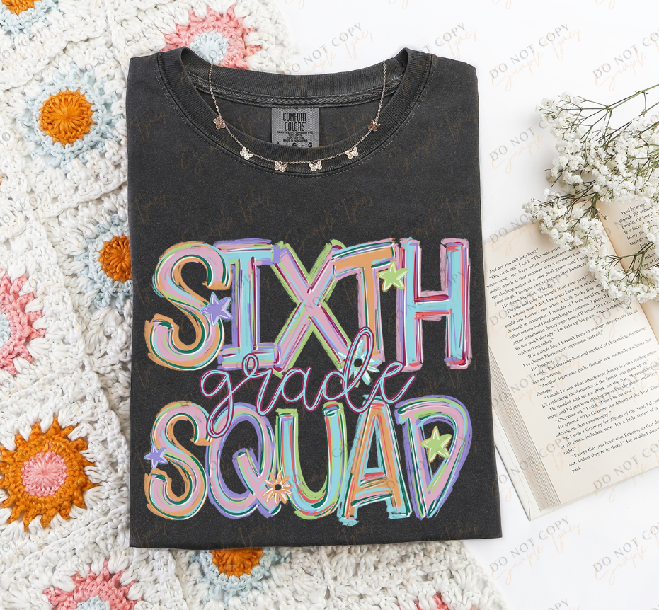 Back To School Squad Tilted Words DTF Print