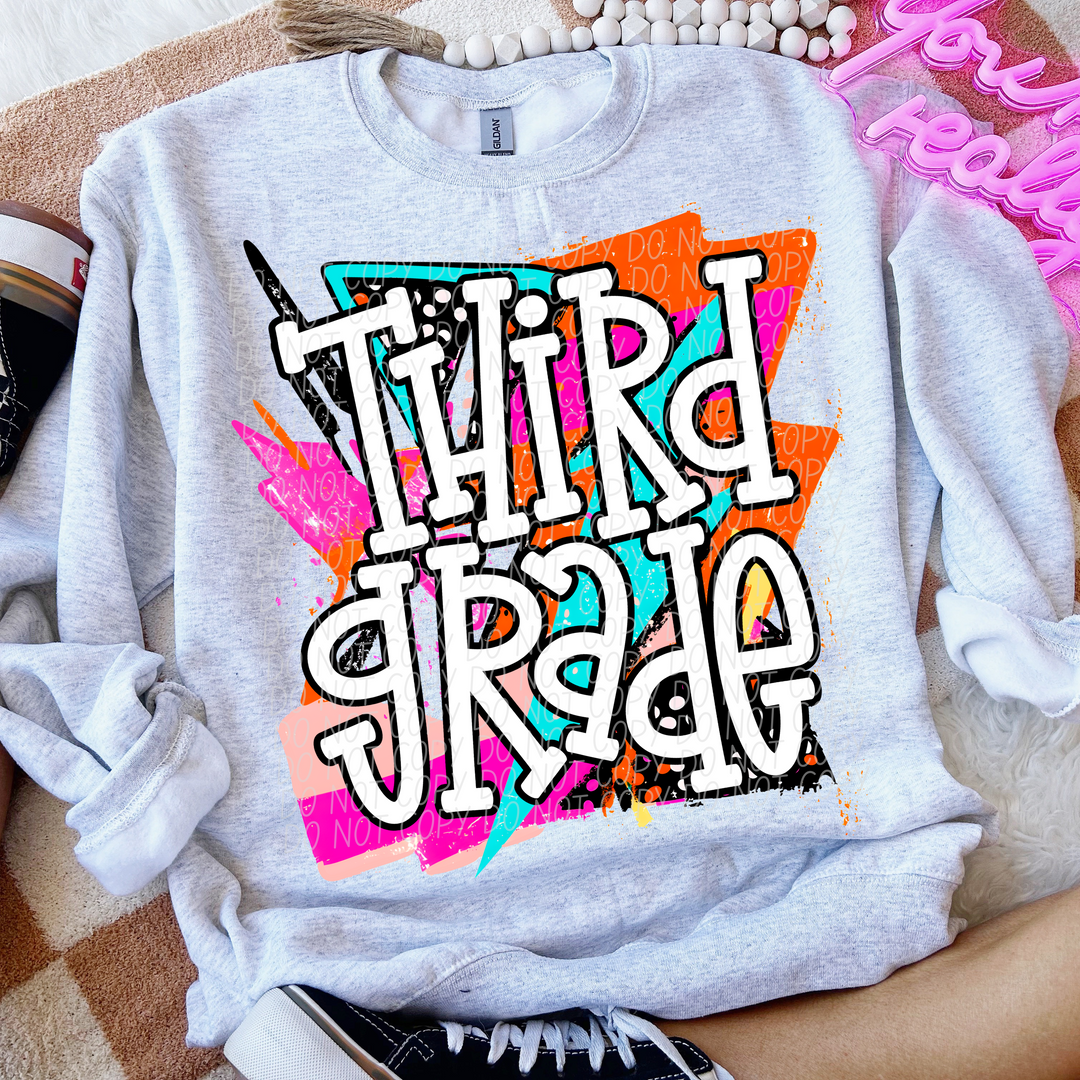 Bright Retro School Grades DTF Print