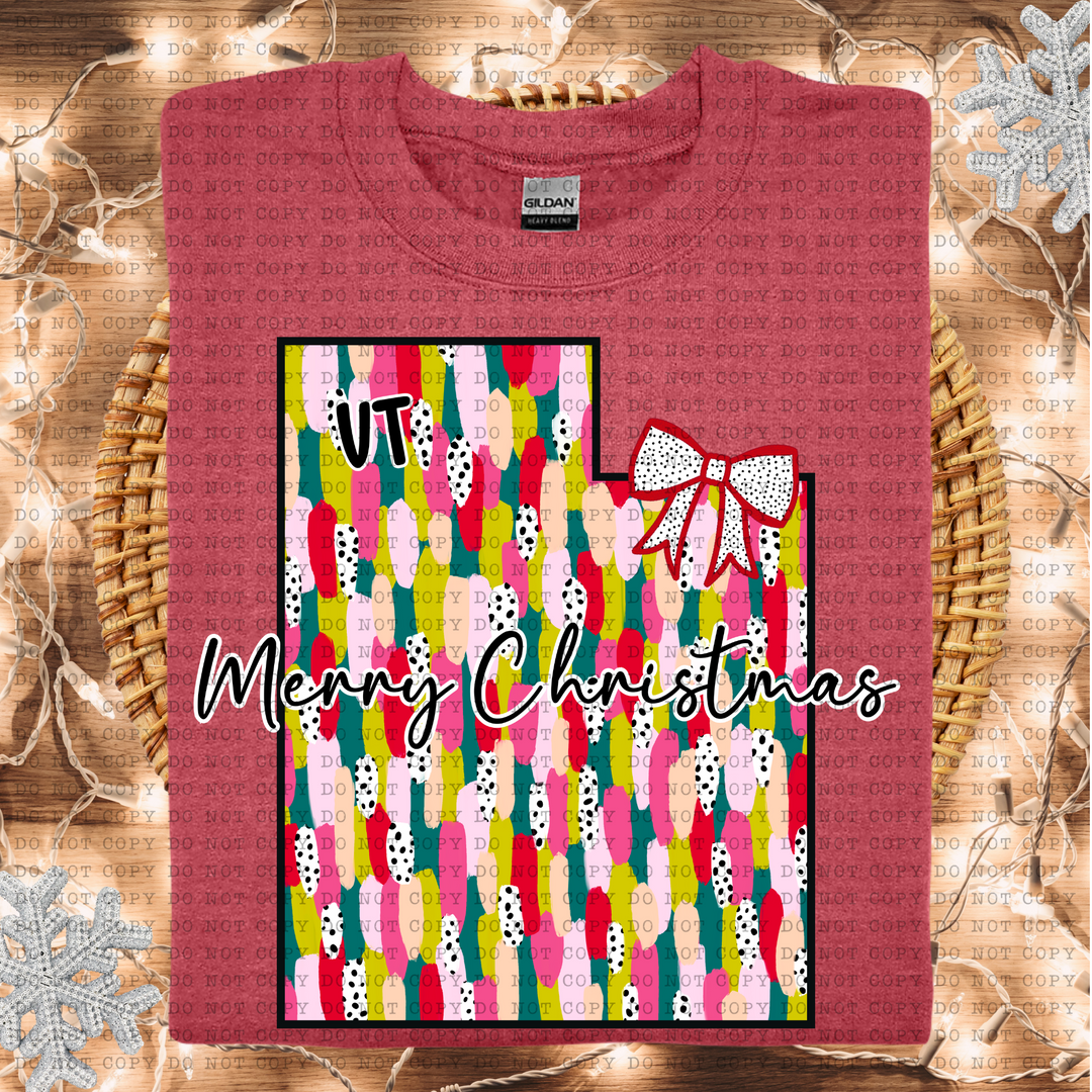 Messy Paint States Merry Christmas DTF Print