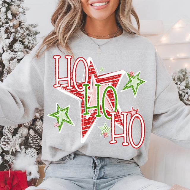 Ho Ho Ho Stars DTF Print
