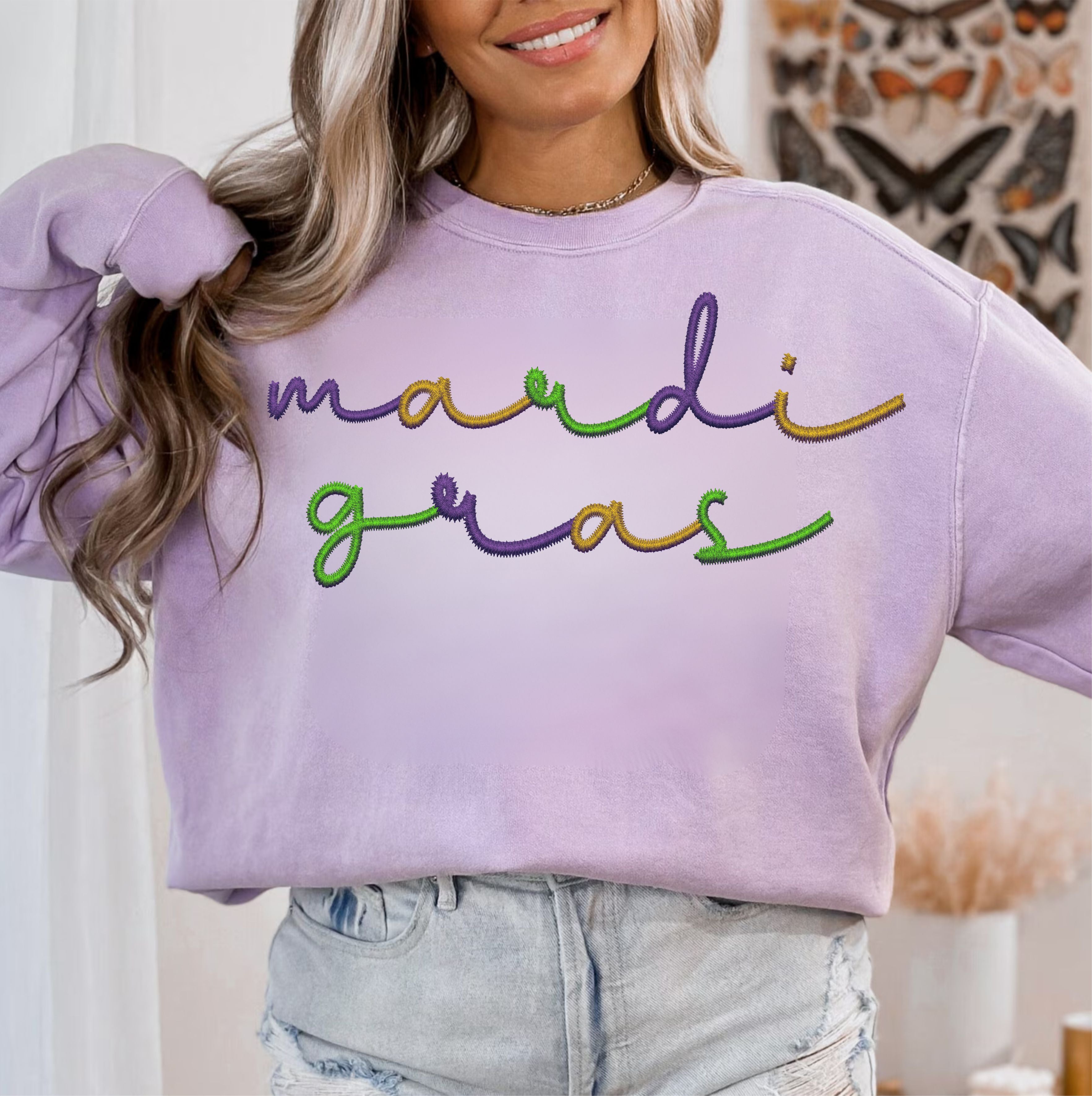 mardi gras script sweatshirt