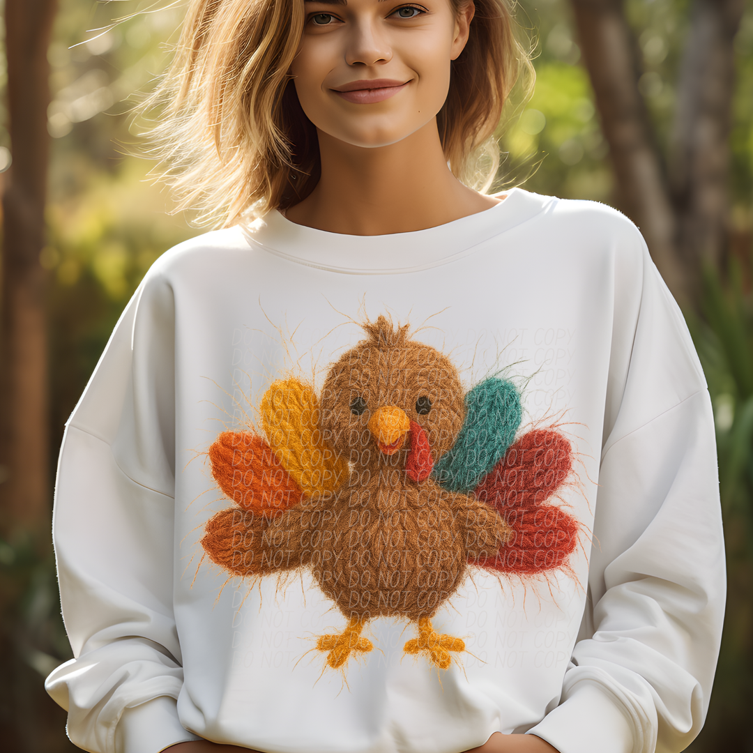 Faux Yarn Turkey DTF Print