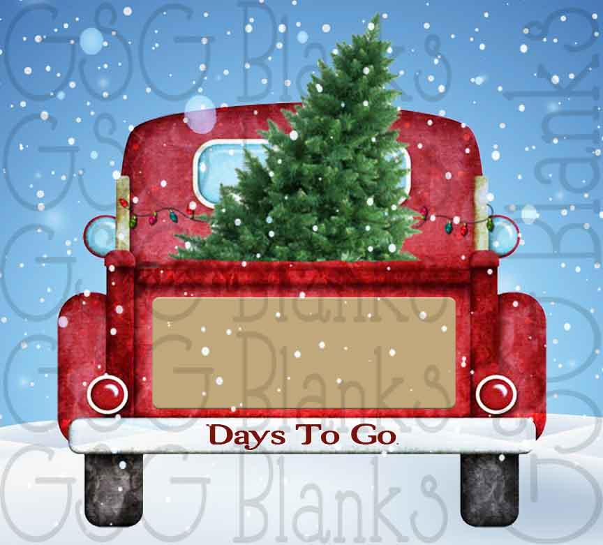 Christmas Countdown Antique Red Truck in Snow Digital Design File