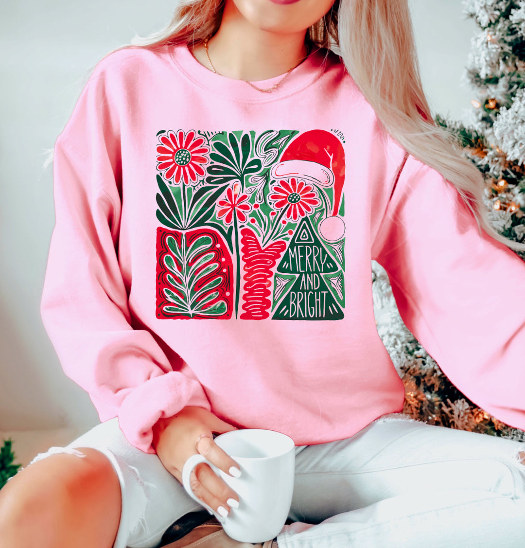 Merry & Bright GILDAN LIGHT PINK Sweatshirt