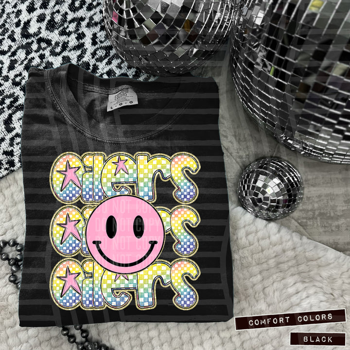 Pink Smiley Triple Stack DTF Print