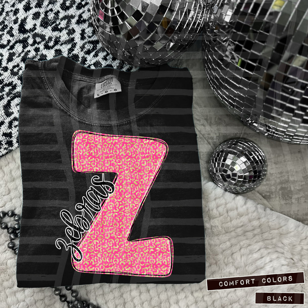 Pink Leopard Initial DTF Print