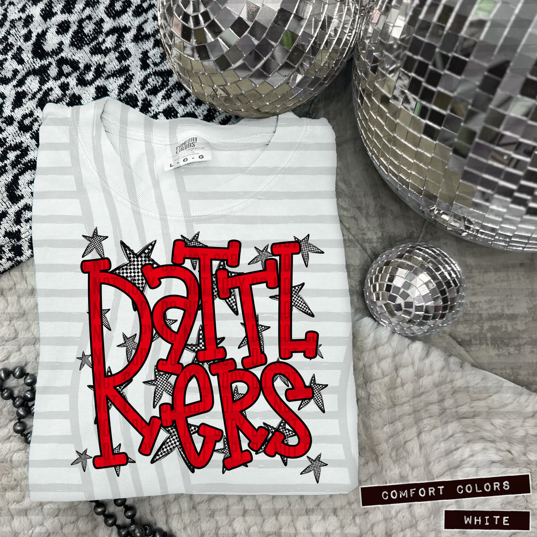 Red Staggered DTF Print