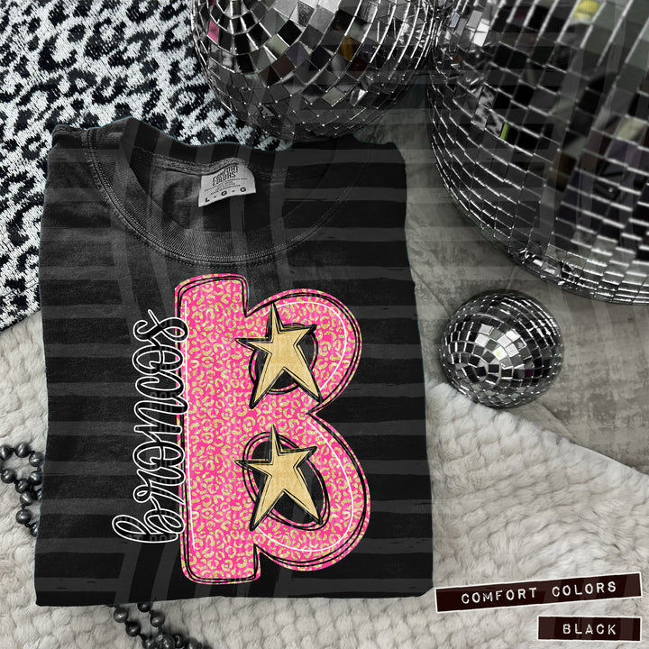 Pink Leopard Initial DTF Print