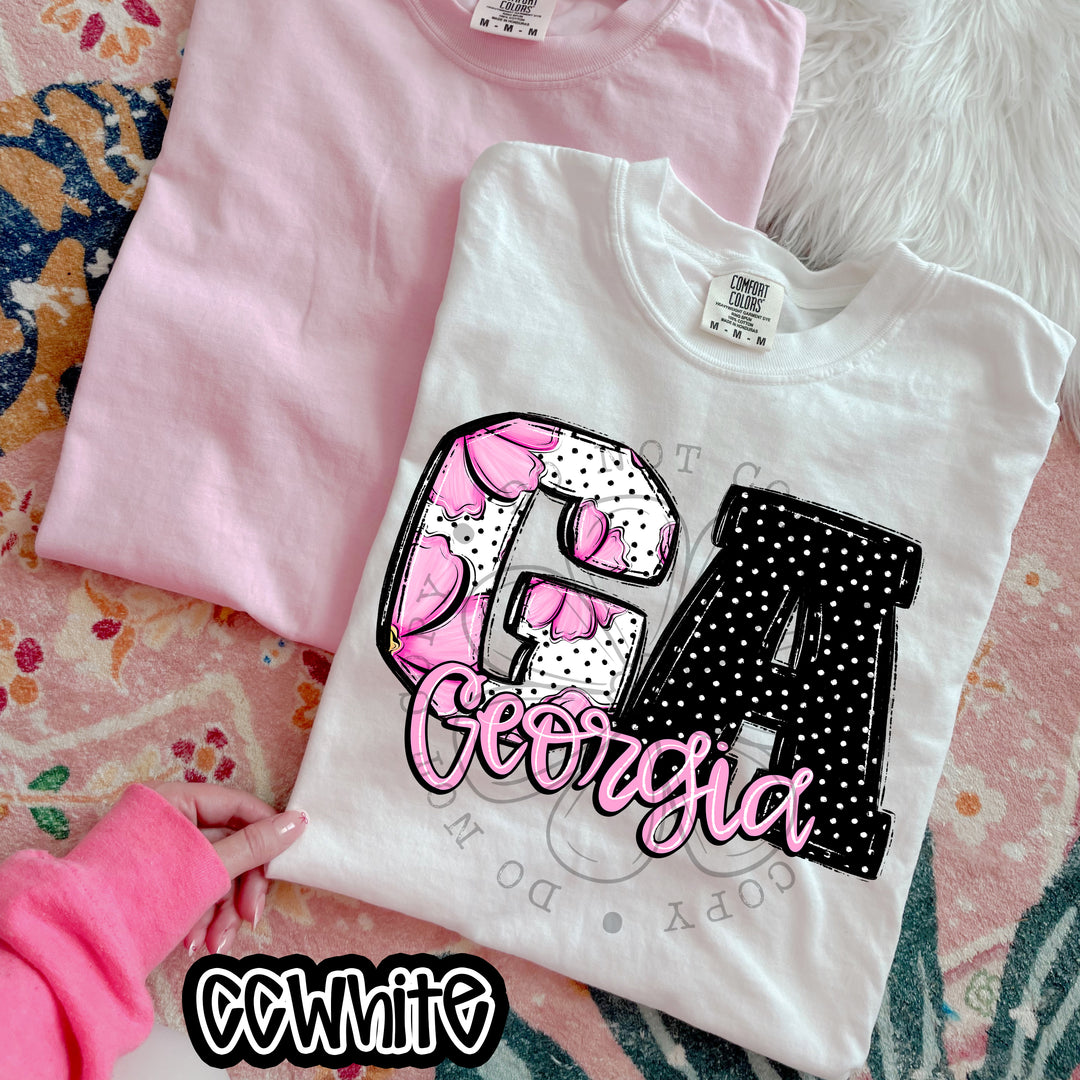 Pink Floral States DTF Print