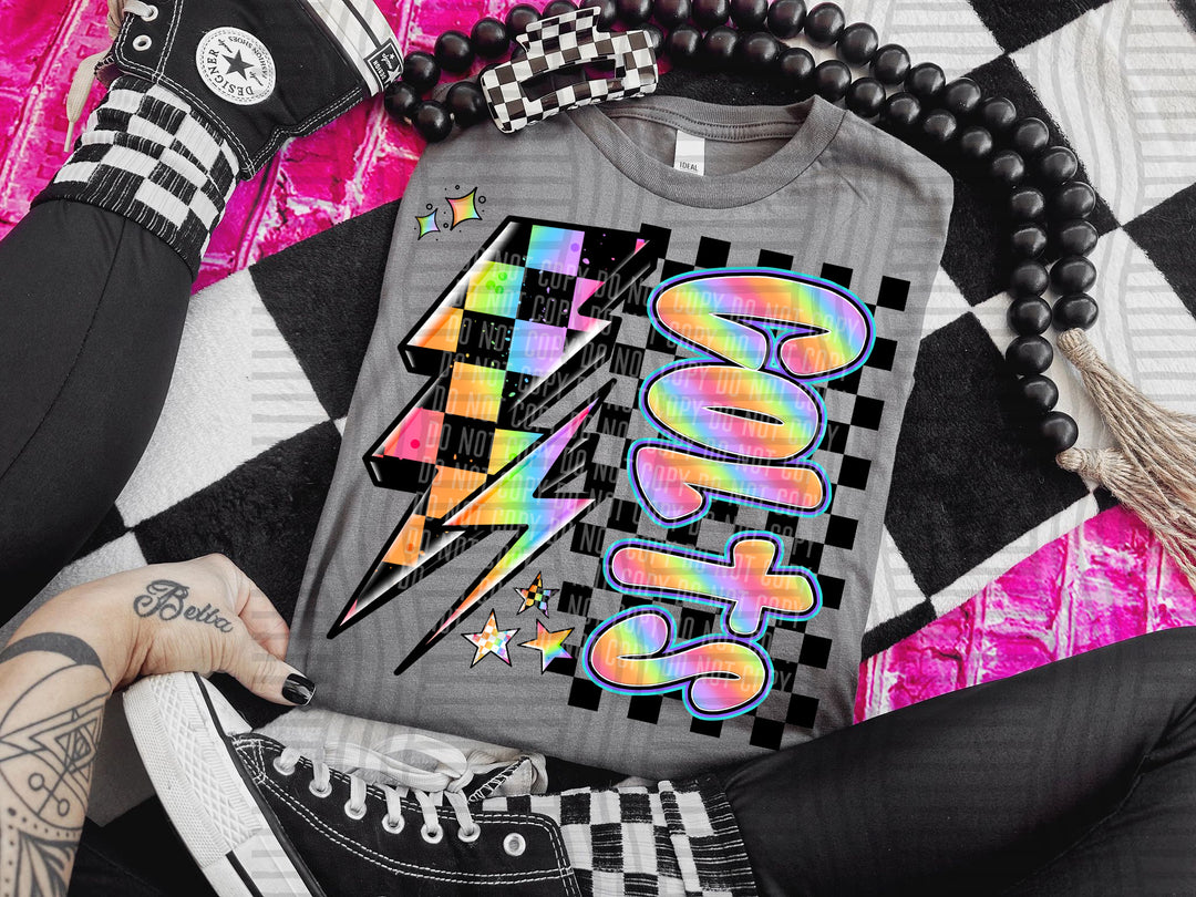 Neon Side Bolt DTF Print