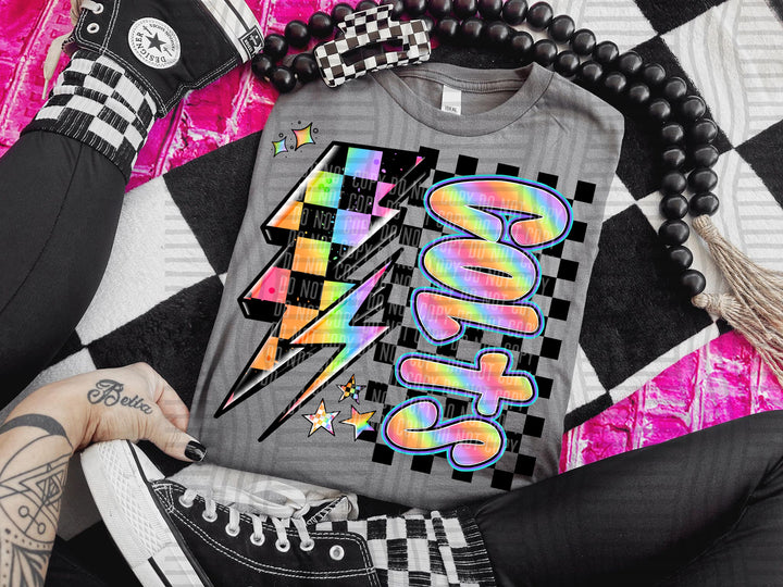 Neon Side Bolt DTF Print