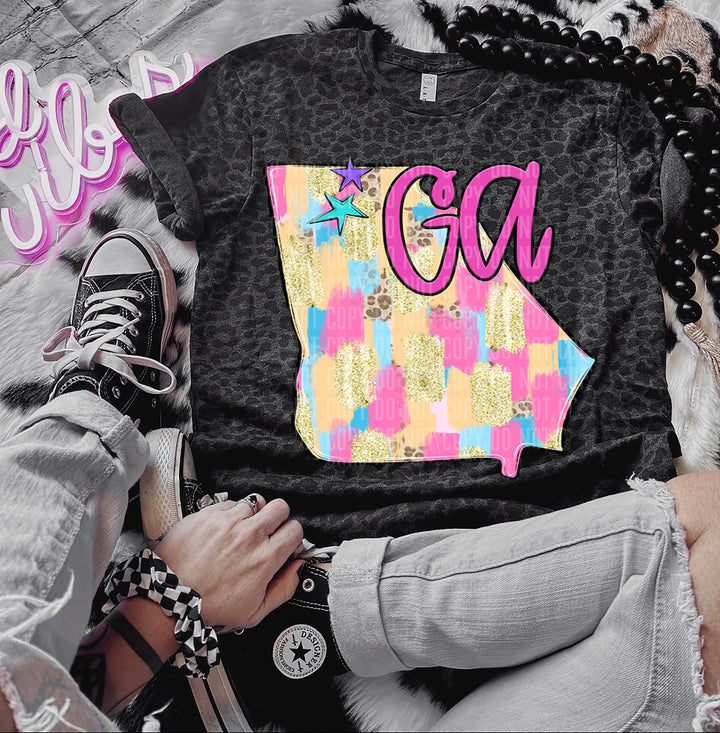 Preppy Bright Brushstroke States DTF Print