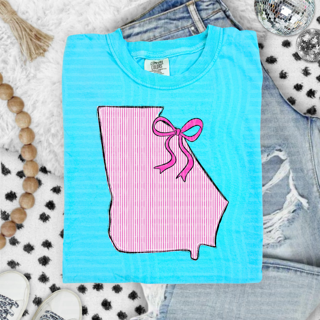 Seersucker States With Bow DTF Print