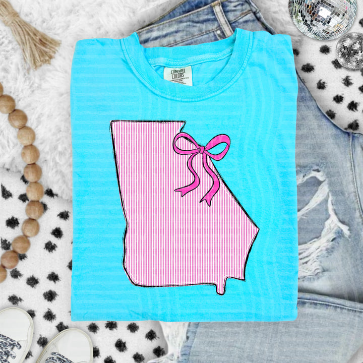 Seersucker States With Bow DTF Print