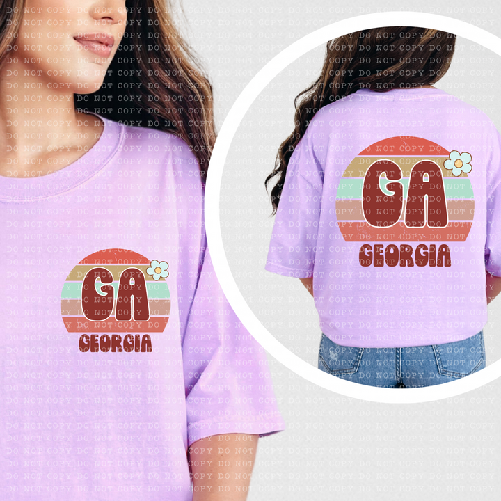 Retro Flower Sunset States DTF Print
