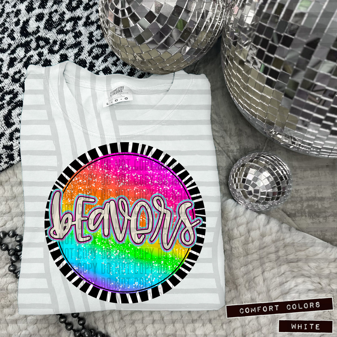 Rainbow Splatter Rounds DTF Print