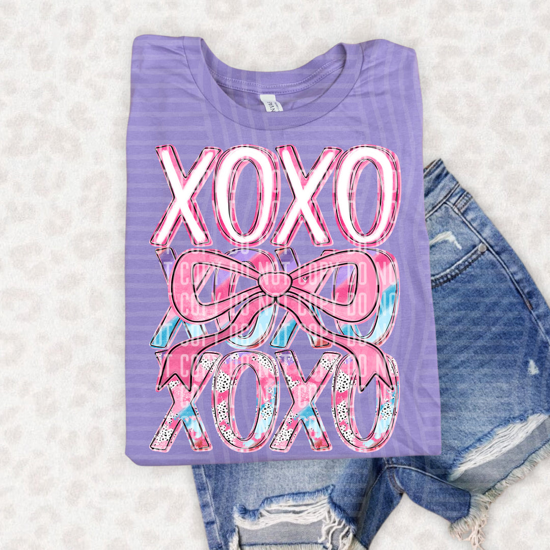 XOXO Stacked Bow DTF Print