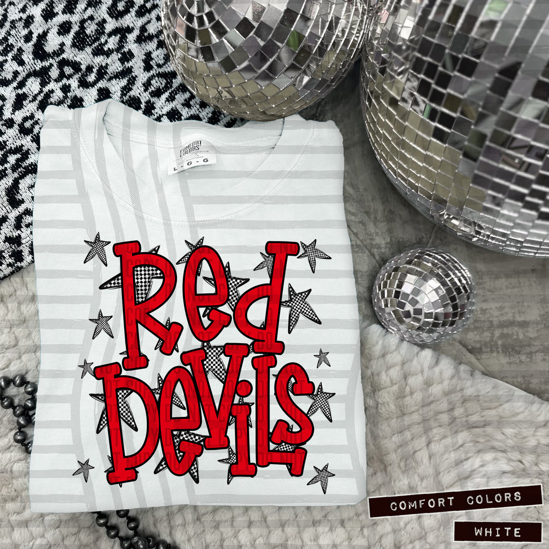 Red Staggered DTF Print
