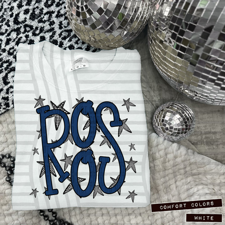 Navy Staggered DTF Print