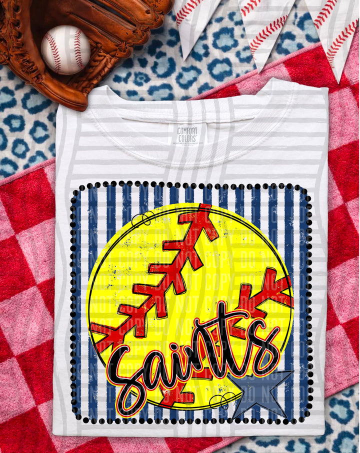 Softball RWB Framed Script DTF Print