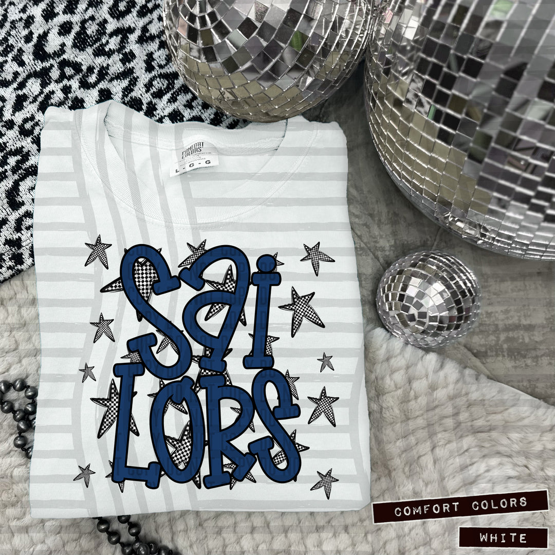 Navy Staggered DTF Print