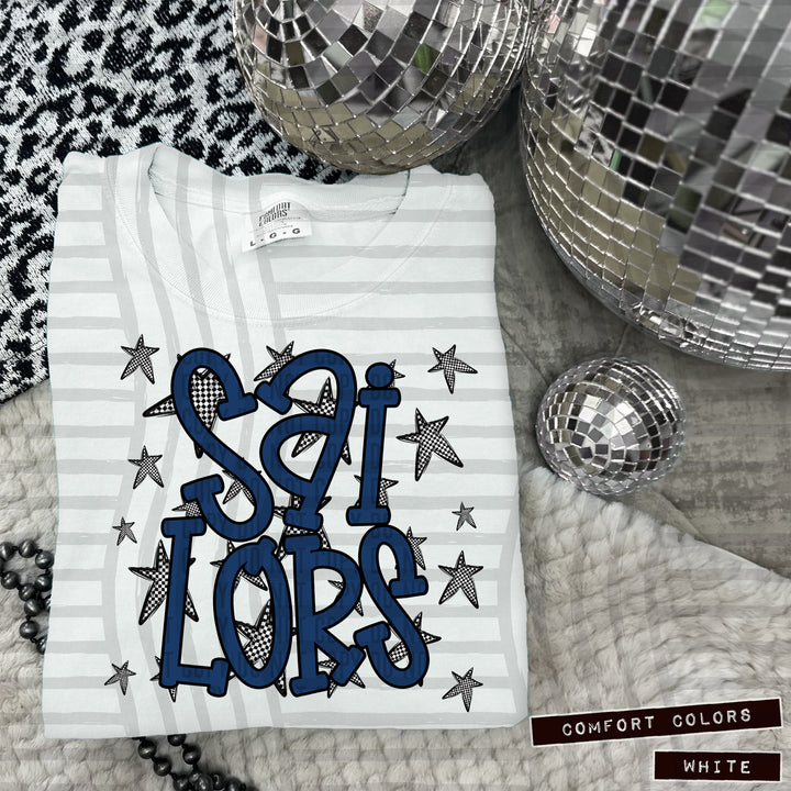 Navy Staggered DTF Print