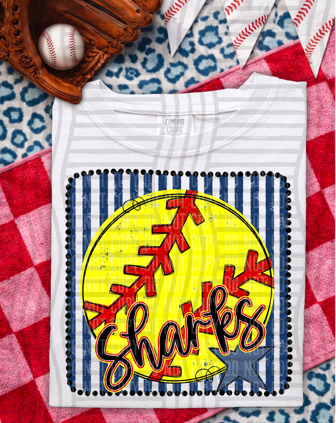 Softball RWB Framed Script DTF Print