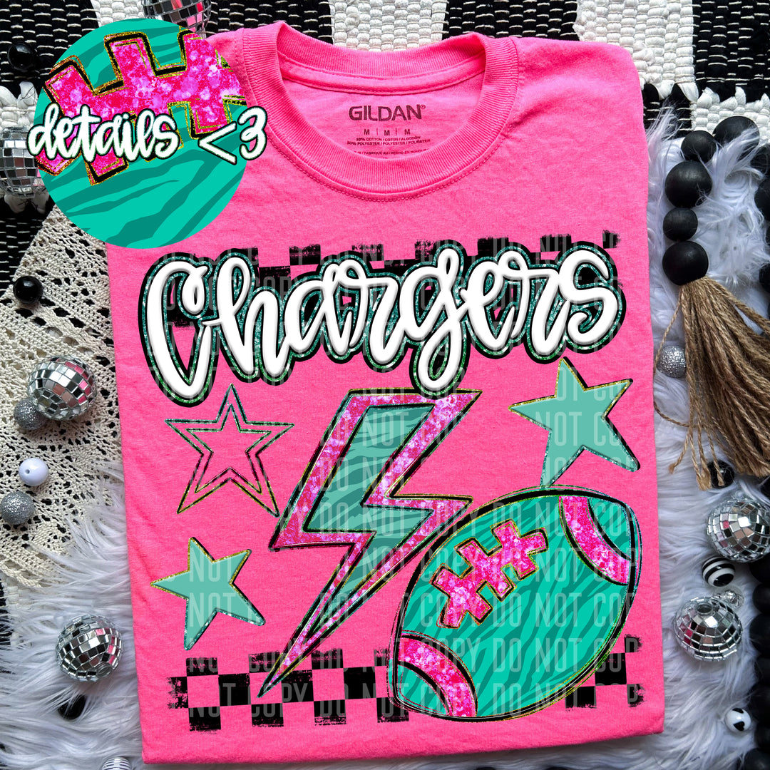 Rainbow Football Bolts DTF Print
