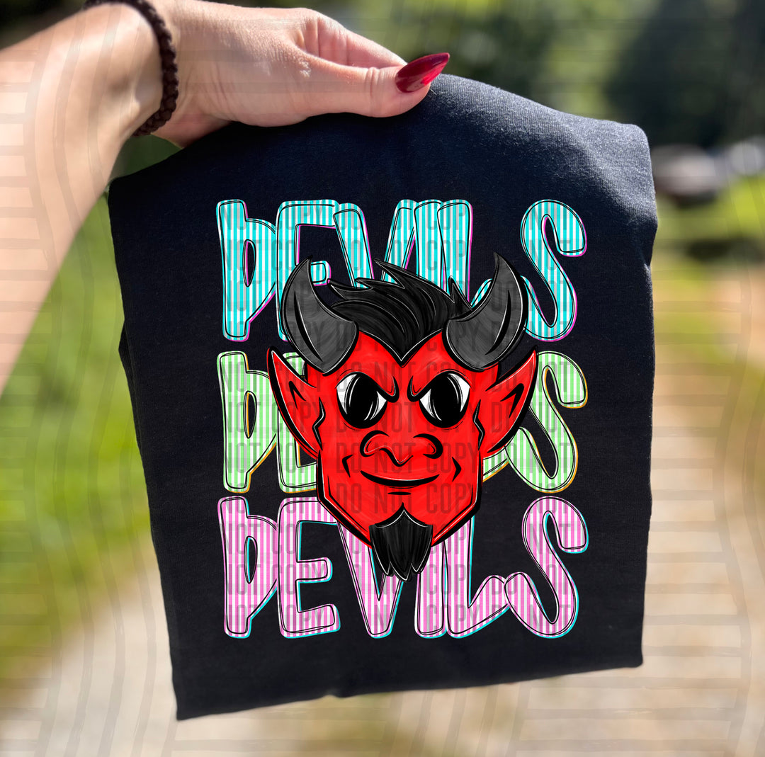 Neon Seersucker Mascot Heads DTF Print