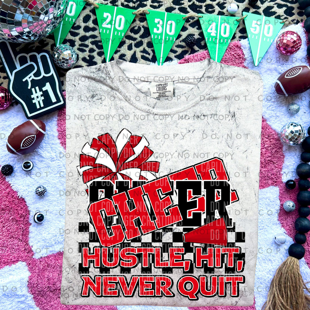 Hustle Hit Never Quit Cheer DTF Print