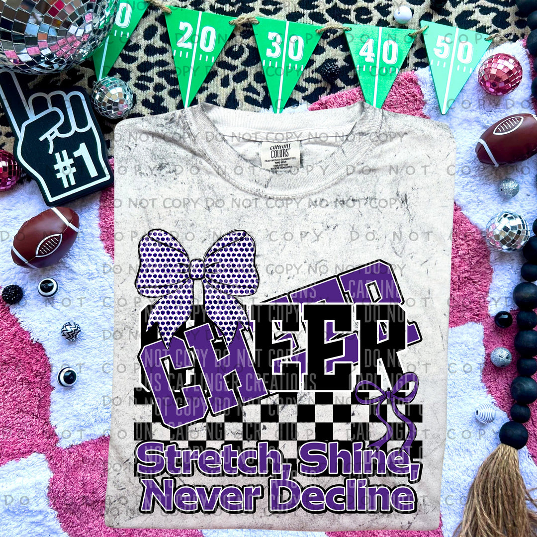Stretch Shine Never Decline Cheer DTF Print